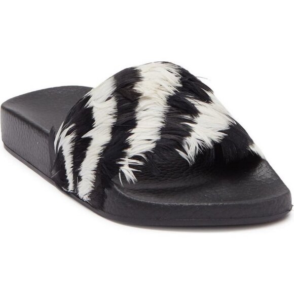NEW VALENTINO Feather Slides Sandals | Bold Zebra Look for Resort & Lounge Wear - Picture 2 of 15